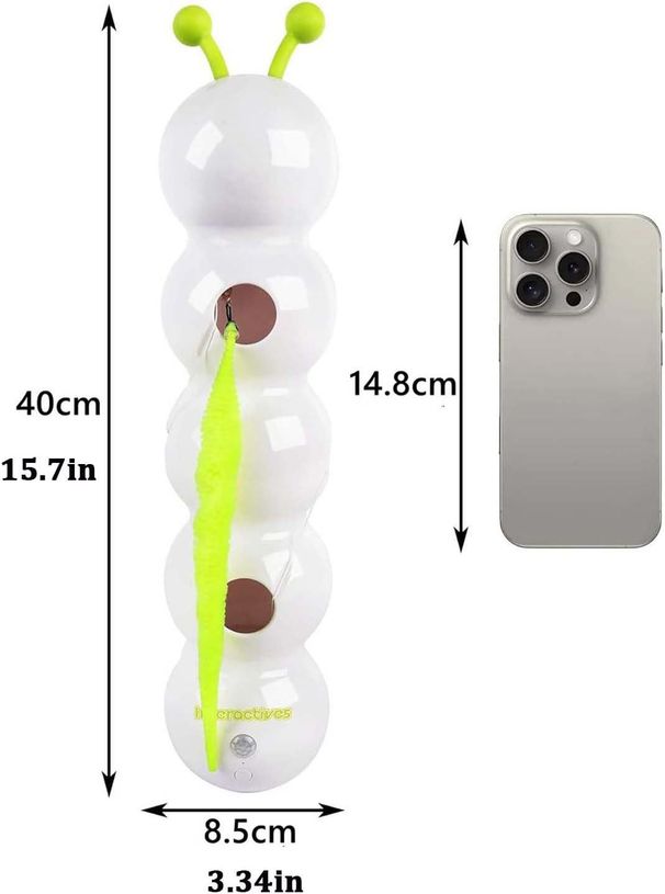 New Interactive Toy Caterpillar Chasing Fun Electric Feather Strong Suction Cup Self-Entertainment Rod Teasing Cat Wand_voghion.com
