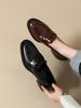 Brittiska Retro Slip-on Loafers Dam Preppy Pendlare Mångsidiga Små Äkta Läder Rund Tå Grov Klack_voghion.com