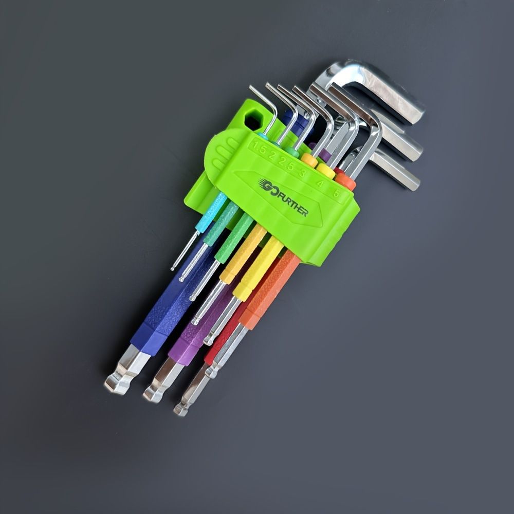 Extended Ball Head Hex Key Set, L-Shape Hex Wrench With High Strength & Durability For Tight Spaces, 45# Steel Construction_voghion.com