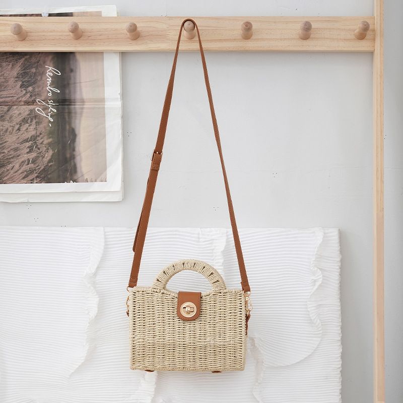Damentaschen Online Promi-Stil All-Match-Strohhandtasche Quadratische Schulter-Umhängetasche Kleine Frühlings- und Sommer-Neuer Damentaschentrend_voghion.com
