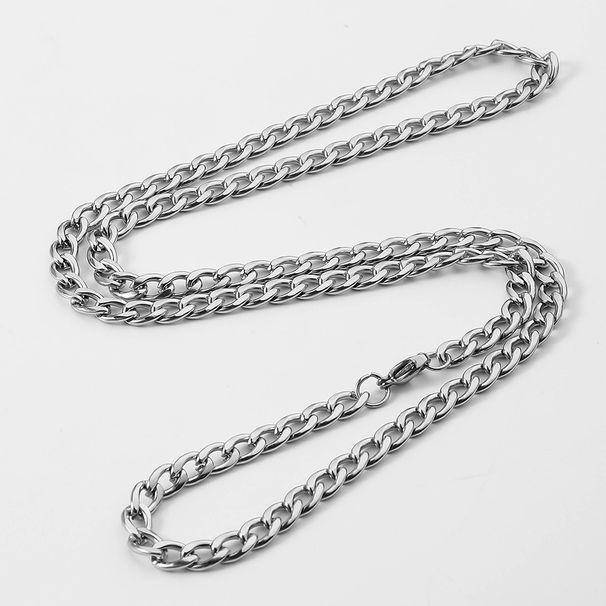 Collana da uomo in acciaio inossidabile con catena a maglie cubane in titanio e acciaio con lama piatta, stile hip hop alla moda_voghion.com