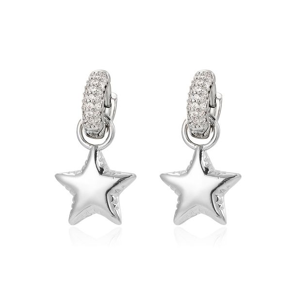 Set di gioielli da donna, orecchini a forma di cuore con stella in zircone intarsiato in oro vero placcato in rame, orecchini francesi di lusso leggeri e di personalità da donna INS_voghion.com