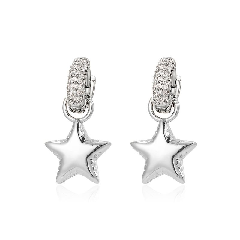 Damen-Schmuckset, modisch, verkupfert, echtes Gold, eingelegte Zirkonia, Stern, Herz, Ohrringe, weibliche INS-Mode, leichte Luxus-Persönlichkeit, französische Ohrringe_voghion.com