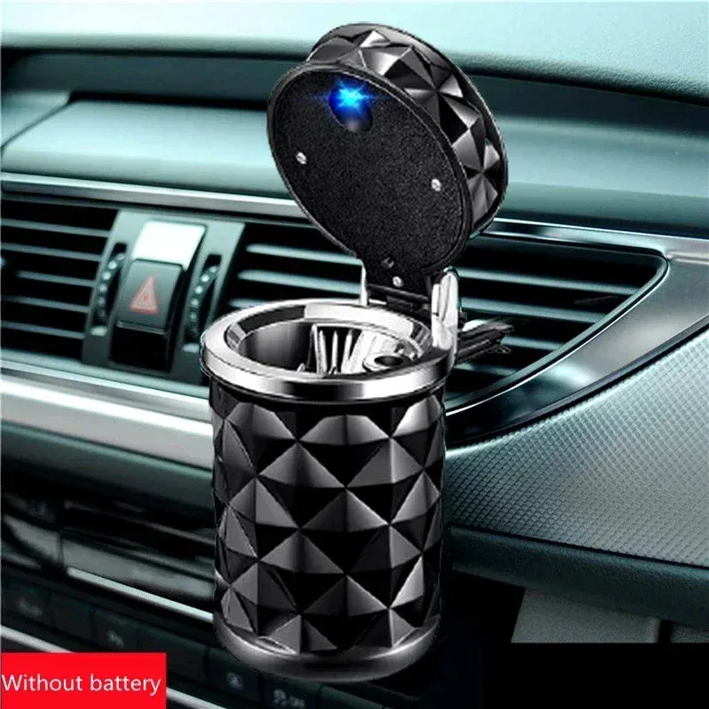 Universal Car Ashtray With LED Light Alloy Ash Tray Aluminum Cup Smokeless Portable Auto Ashtray Flame Retardant Car Accessories_voghion.com