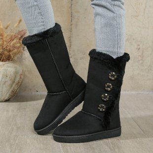 Plus-size, high-cyder, padded foot shoes wool winter button-down snow boots_voghion.com