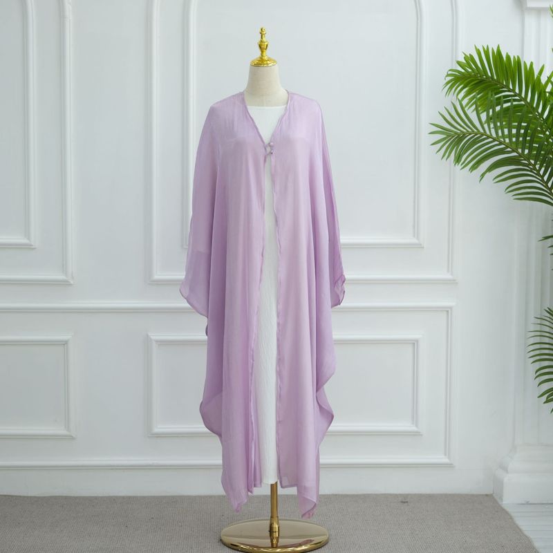 Robe cardigan élégante froissée de couleur unie pour femme_voghion.com