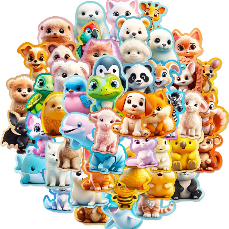 Feuilles d'autocollants de papeterie Autocollants d'animaux 3D Autocollants d'animaux de dessin animé mignons Autocollants créatifs d'avatar d'animaux de dessin animé 3D pour enfants_voghion.com