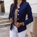Blazer à manches longues et coupe ajustée pour femme - Veste décontractée à simple boutonnage - Mélange de coton stretch confortable - Plusieurs couleurs_voghion.com