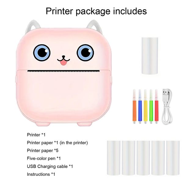 Mini spausdintuvas, išmanusis kišeninis terminis spausdintuvas be rašalo, skirtas „iOS“ ir „Android“, belaidis nešiojamasis kvitų spausdintuvas nuotraukų žurnalams, užrašams ir atmintinėms_voghion.com