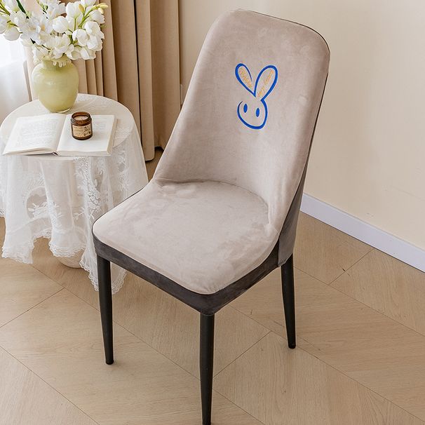 Coprisedie da pranzo in poliestere in stile nordico - Design completamente avvolgente e antiscivolo con ricamo a forma di coniglietto, vestibilità universale per piccole sedie curve_voghion.com
