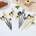 24-Piece Black Gold Cutlery - Modern Tableware Set_voghion.com