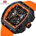 Men's Casual Quartz Watch With Silicone Strap, Buckle Dial, Luminous Hands, And Date Function, Water Resistant To 30M Hollow Men's Watch 0399G_voghion.com