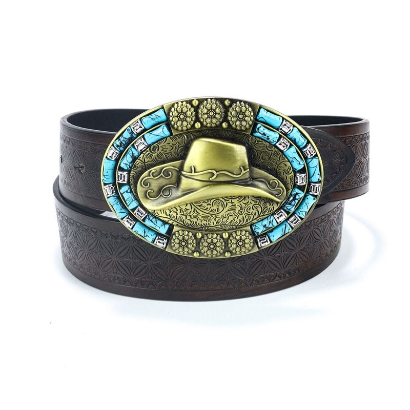 HOT New men's Western cowboy harness big plate buckle trend retro youth hat Punk PU belt_voghion.com
