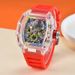 Richard Crystal Transparent Gradient 3D Rainbow Color Personalized Rotating Tourbillon Quartz Six Needle Calendar Watch_voghion.com