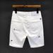 Weiße bestickte Jeans Herren Loose Casual 2023 Sommer Neue Fünf-Punkt-Hose Herren-Shorts Trendy Mittellange Hose_voghion.com