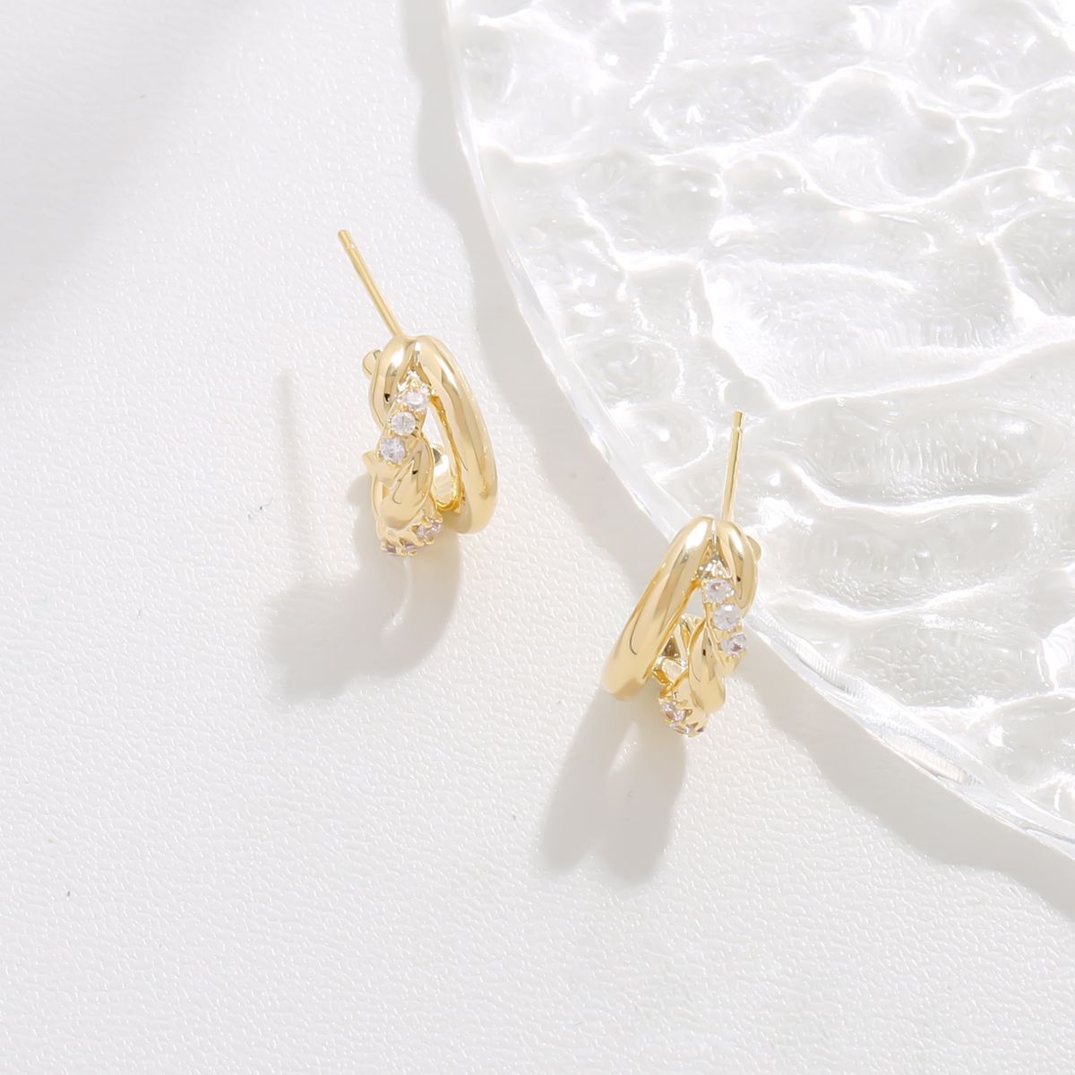 Pure Silver Braided Stud Earrings With Zircon - High-End Elegant Niche Design For Women_voghion.com