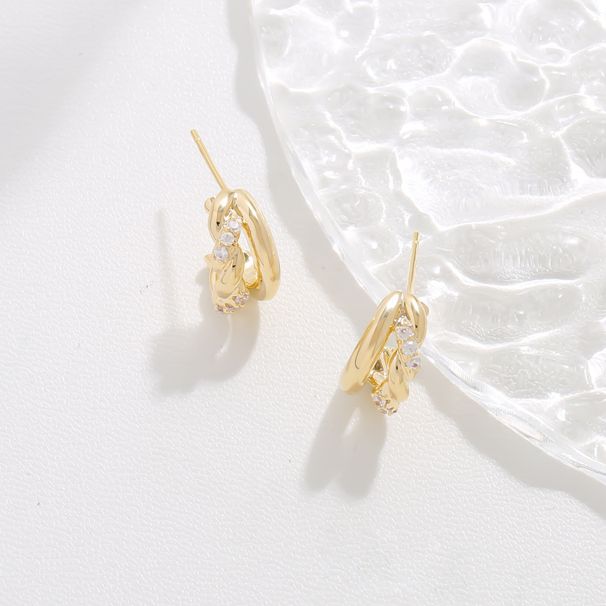 Pure Silver Braided Stud Earrings With Zircon - High-End Elegant Niche Design For Women_voghion.com