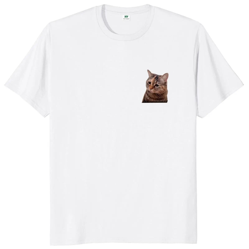 Triste Cat Mewing T Shirt Divertente Due Gatti Parlanti Meme Y2k Grafica Tshirt Magliette e camicette 100% Cotone Morbido T-shirt Unisex Per uomo Donna Formato UE_voghion.com