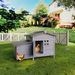 Outdoor Free-Range Wooden Chicken Coop With Asphalt Roof, Leak-Proof Pull-Out Tray, Secure Predator Defense, Nesting Box With Easy Access, Multiple Front & Side Doors_voghion.com