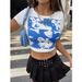 Printcess femmes Y2K Sexy mince à manches courtes col rond haut court Figure imprimé t-shirt Cool rue mode Women259_voghion.com