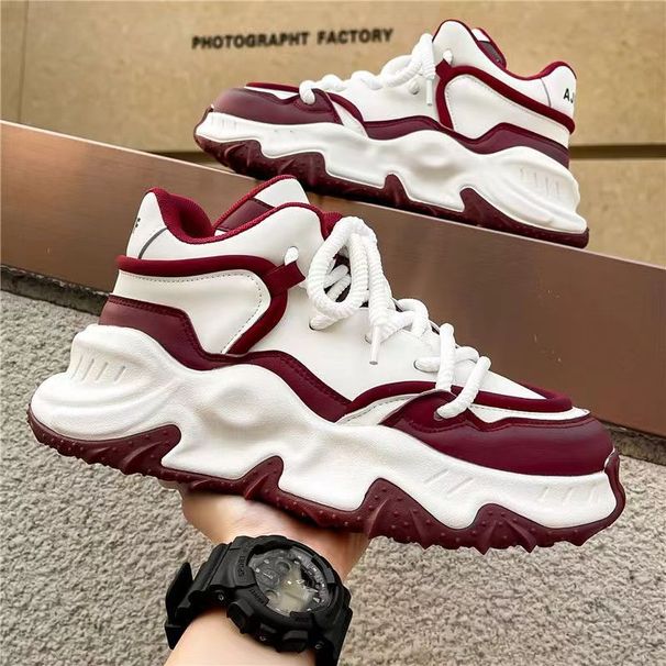Lente 2024 Nieuwe Casual Color Blocked Dad Heren Dikke Zool Hoogte Verhogende Sport Forrest Gump Trendy Schoenen_voghion.com