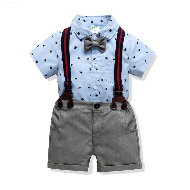 Ropa de bebé, traje de jersey triangular de manga corta para niños, vestido de caballero para bebé, traje de rastreo_voghion.com