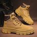 Martin Boots Men's High-top Tooling Boots Leather Retro Style Big Yellow Boots Can't Be Kicked Badly_voghion.com