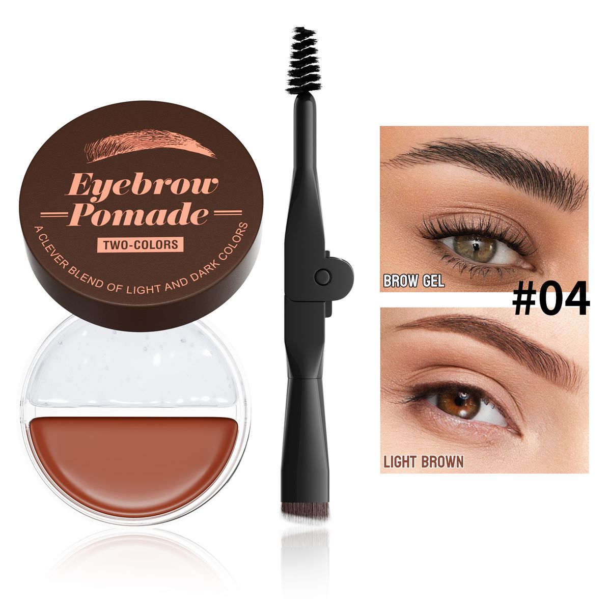 Hellokiss Tvåfärgad ögonbrynskräm 2-i-1 Naturlig makeup Färgad ögonbrynsformande kräm Wild Eyebrow Brynpomada_voghion.com