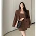 Two-Piece Loose Suit Jacket Top For Women, Autumn High-End Waist-Cinching Slimming Hot Girl Short Camisole Dress Set_voghion.com