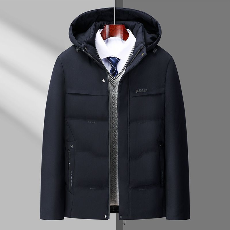 Veste chaude polyvalente amovible à capuche pour hommes d'âge moyen et âgés, veste en coton décontractée pour le travail_voghion.com
