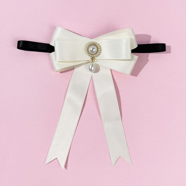 Bow Tie Vintage Pearl Bow Tie Necklace Elegant British Style Arrowhead Collar Accessory For Shirts And Blouses Decoration Accessories_voghion.com
