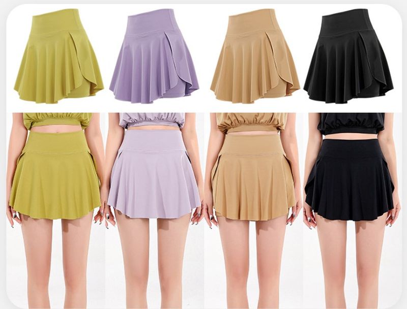 Women clothing GOLF fitness running, badminton short skirts, fake two-piece high-waisted yoga quick-drying pleated tennis skirts_voghion.com