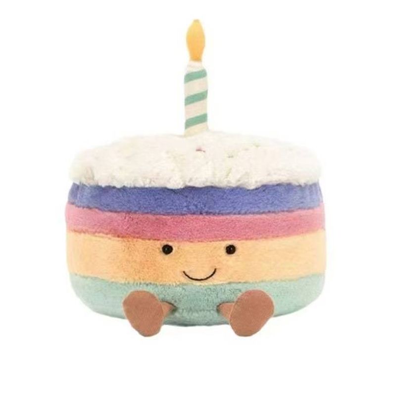 Animales de peluche de peluche Muñeca Arcoíris Pastel de cumpleaños Lindo pastel Juguete de peluche Regalo de cumpleaños Súper lindo_voghion.com