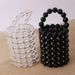 2021 Summer Acrylic Transparent Round Bucket Solid Color Black Bead Handbag British London Fashion Bag For Women_voghion.com