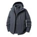 Giacca unisex impermeabile antivento con cappuccio foderata in pile per sport all'aria aperta, escursionismo, sci, viaggi, impermeabile leggero e traspirante_voghion.com
