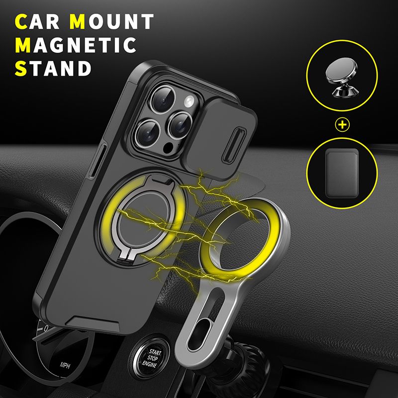 Magnetic Metal Ring Cases 13 12 11 Lens Protector Case For Iphone 15 14 Pro Max 16 Plus Cover_voghion.com