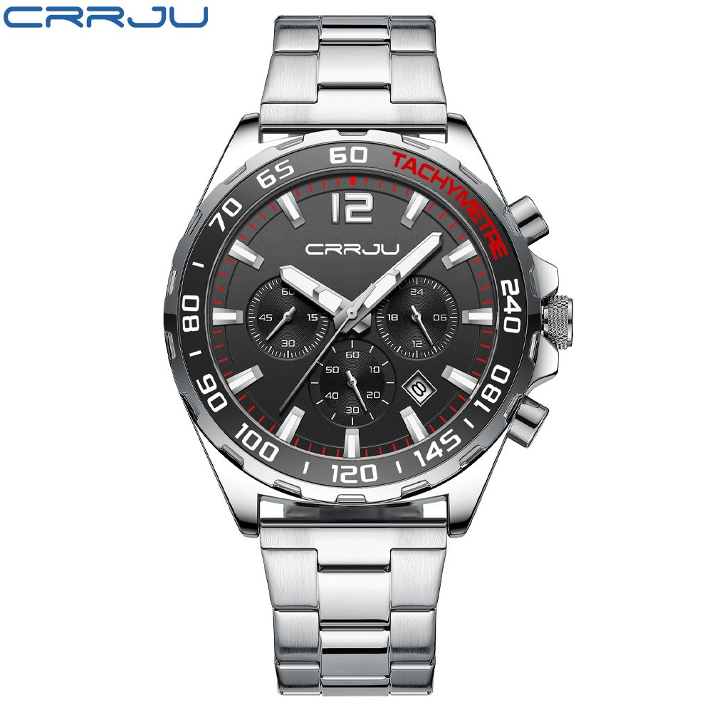 CRRJU Edelstahluhren für Herren, kreatives, modisches, leuchtendes Zifferblatt mit Chronographenuhr, Relogio Masculino_voghion.com