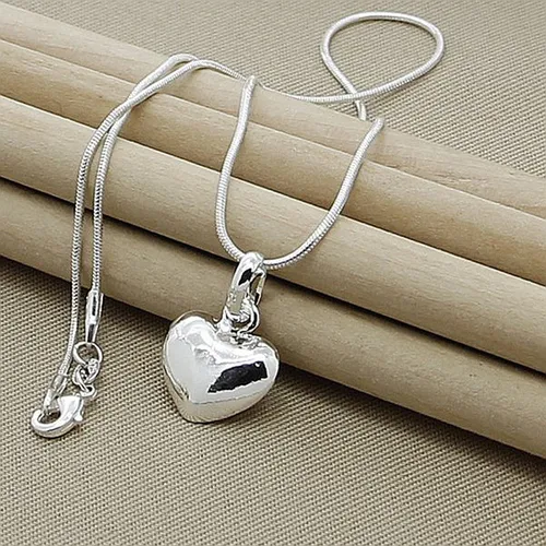 Bereit Lager heißer verkauf Sterg Sier Solide Herz Halskette 18-30 Zoll Schlange Kette Für Frauen Mädchen Hochzeit Charme Mode schmuck_voghion.com