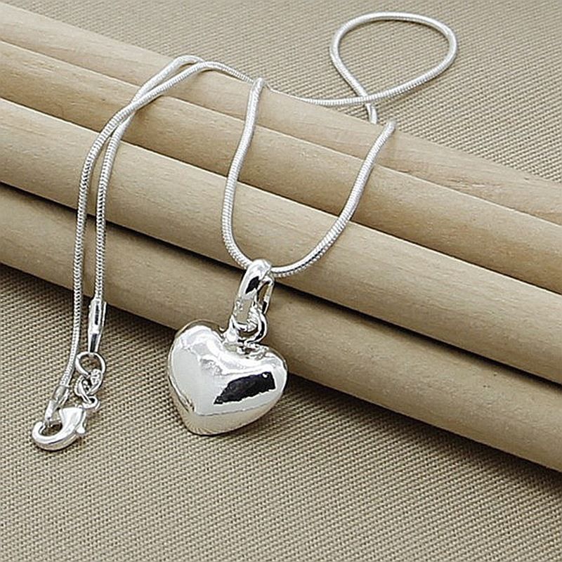 Collana con cuore massiccio in argento Sterling, pronta consegna, in vendita calda, da 18 a 30 pollici, con catena a serpente, per donne e ragazze, con ciondolo per matrimonio, gioielli di moda_voghion.com