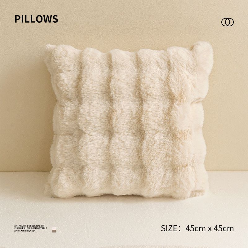Cuscino per divano in pile di coniglio di colore puro, cuscino per soggiorno, cuscino per divano spesso, cuscino per schienale, decorazione_voghion.com