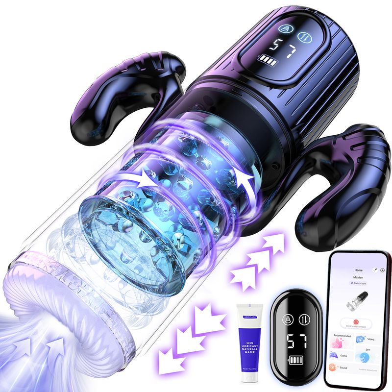 Fully Automatic Male Sex Plane Cup Sucking Telescopic Rotating APP Interactive Adult Sex Products Penis Trainer_voghion.com