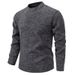 Men's Clothing Warm Fleece-Lined Knit Sweater, Round Neck Long Sleeve Pullover, Soft Wool Blend, Casual Winter Thermal Top (Black, Coffee, Khaki)_voghion.com