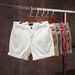 Herrenbekleidung Slim Casual Trendy Retro Graue und weiße Shorts Stretch Dreiviertelhose_voghion.com