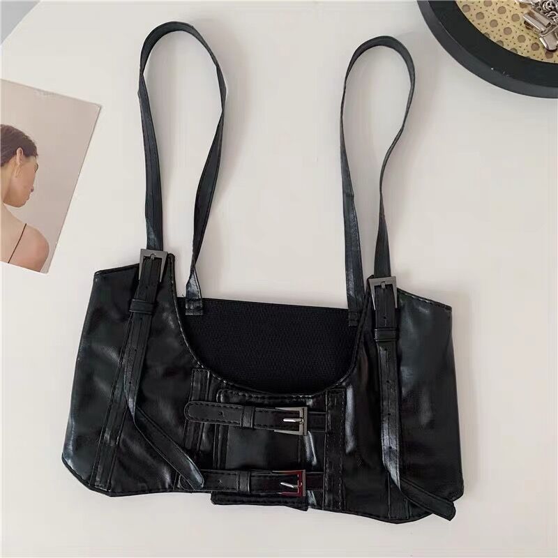 European and American Outerwear Black Punk Style Vest Strap Decoration Suit Shirt Lolita J K Elastic Strap Style Women's Waist Cover_voghion.com