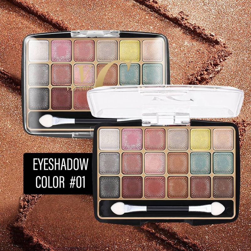 Bandeja de sombras de ojos con 18 colores High Pearl Fine Shimmer Sombra de ojos ahumada_voghion.com