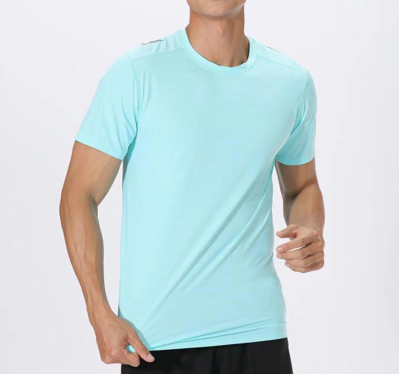 Summer Kuerzärm Trainings-T-Shirt, Wander- a Vëlofueren Hären Ronn Hals, Slim Fit, Atmungsaktiv Fitness, Lafen, Sport, séier dréchend Kleeder_voghion.com