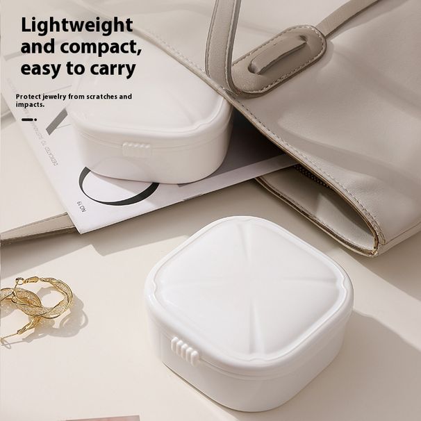 Elegante, tragbare Make-up-Organizer-Box – mehrschichtige Aufbewahrung für Kosmetika, Schmuck und Wattepads (mit Spiegel, anpassbare Trennwände, weiß)_voghion.com