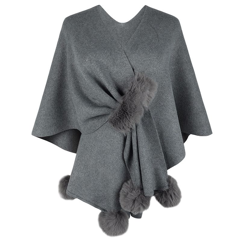 Pull cape Mao Qiu de couleur unie Yu 2024 automne/hiver nouveau cardigan tricoté châle pour femme_voghion.com