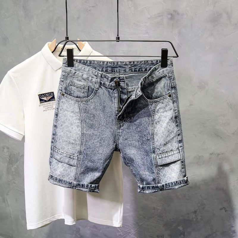 Man's Clothing Summer Color Shorts Fashion Jeans Slim Straight Leg Ripped Casual Quarter Pants Men Casual_voghion.com