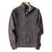 Men's Fleece-Lined Knit Sweater With Zipper - Warm Winter Pullover For Casual & Work (Multiple Colors & Sizes)_voghion.com